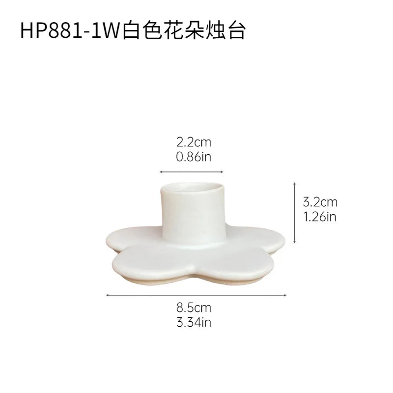 DecorBites™ Cartoon Flower Ceramic Candle Holder Candelabrum Desktop Storage Accessory