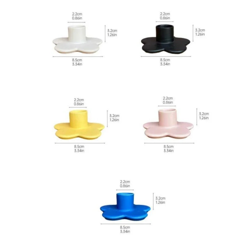 DecorBites™ Cartoon Flower Ceramic Candle Holder Candelabrum Desktop Storage Accessory